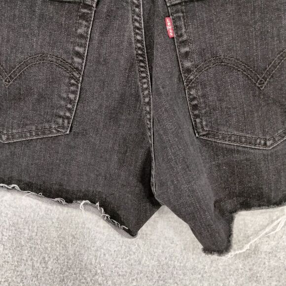Levi Strauss High Rise Jean Shorts Womens Size 30 Black Wash Cutoff Frayed Denim - Picture 9 of 11